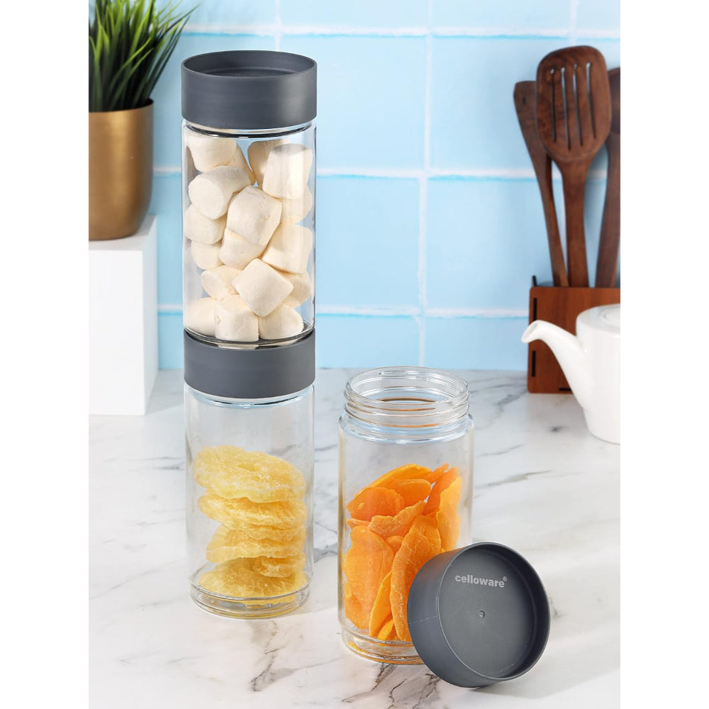 Cello Modustack Glass Storage Jar Grey - 1 L: 3 N