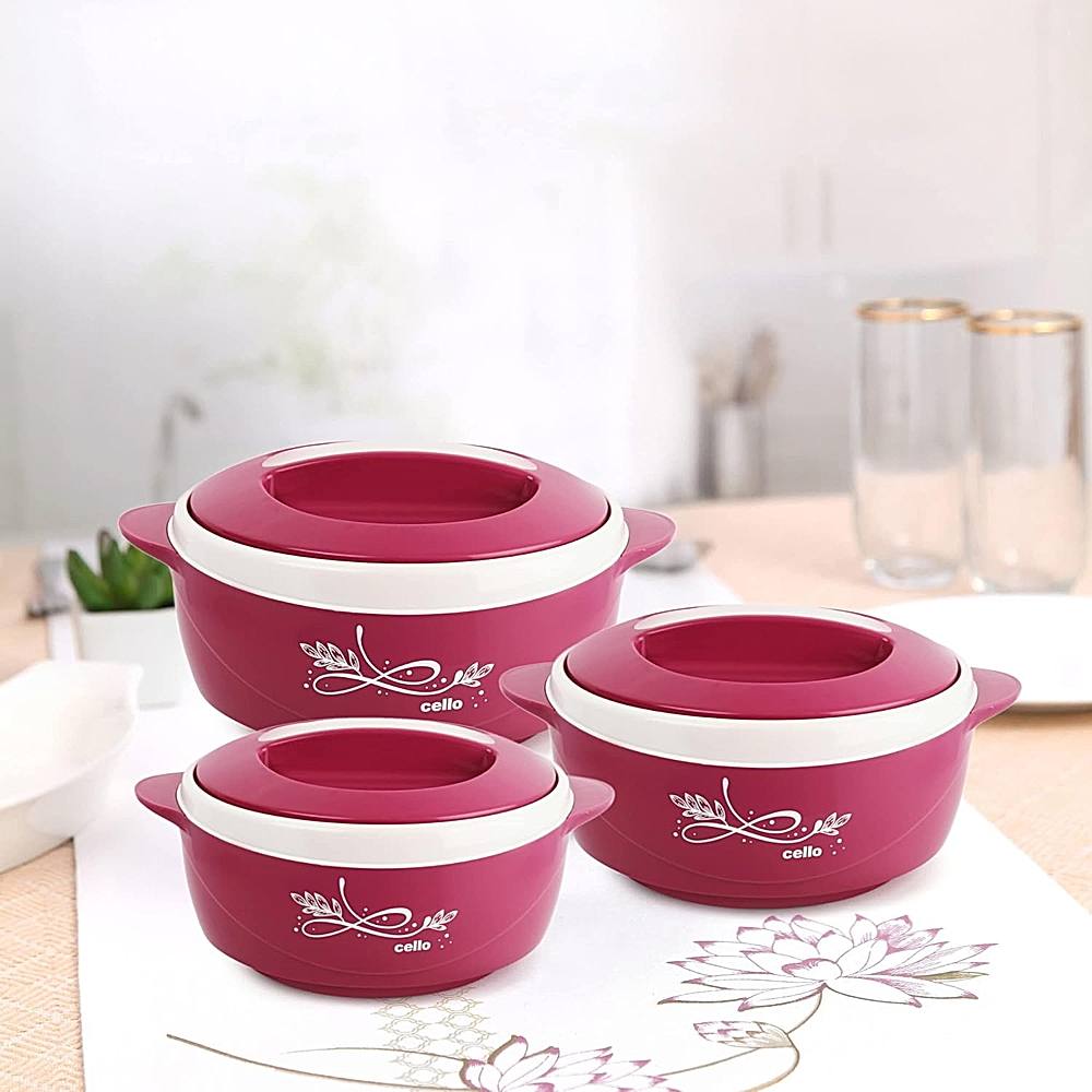 Cello Sapphire Thermoware Casserole (Pink) - Set Of 3 - 1 U