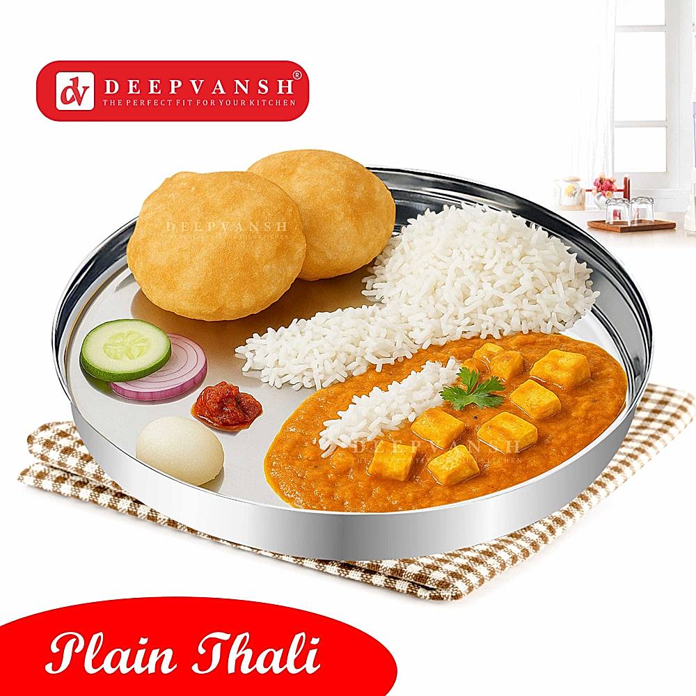 Deepvansh Stainless Steel Plain Thali - 25 cm - 1 U