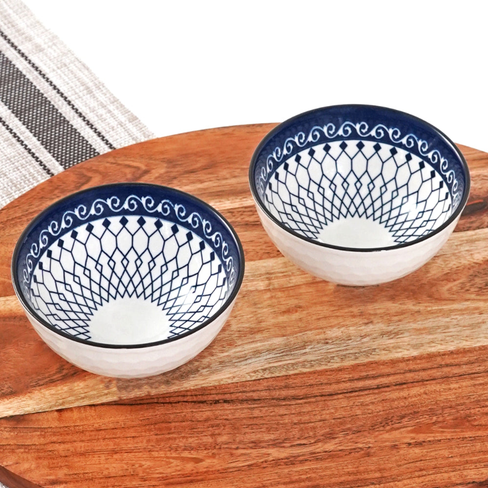 Femora Ceramic Bowl (D1) - 315 ml (Multicolour) Set Of 2 - 1 Unit