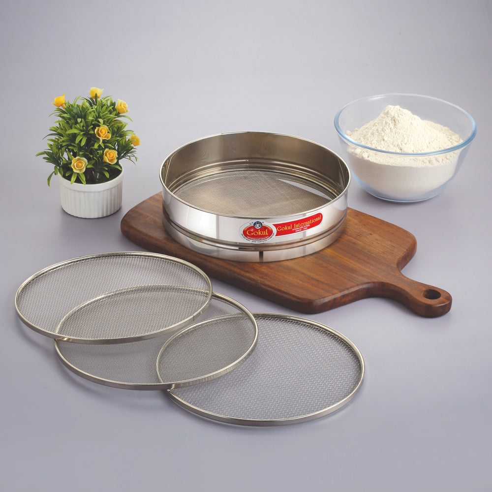 Gokul 4 in 1 Stainless Steel Interchangeable Sieve Set (Atta Chalni) - 1 U