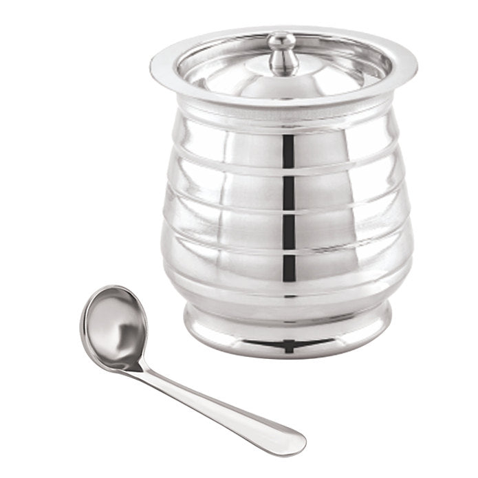 Gokul Stainless Steel Ghee Pot Mercury Pot & Spoon - 350 ml
