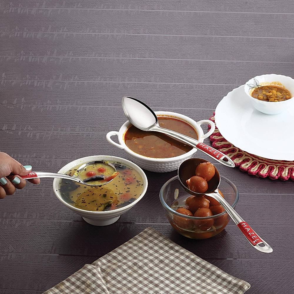 HAZEL Stainless Steel Cooking & Serving Kitchen Spoon - Set of 3 - 1 U