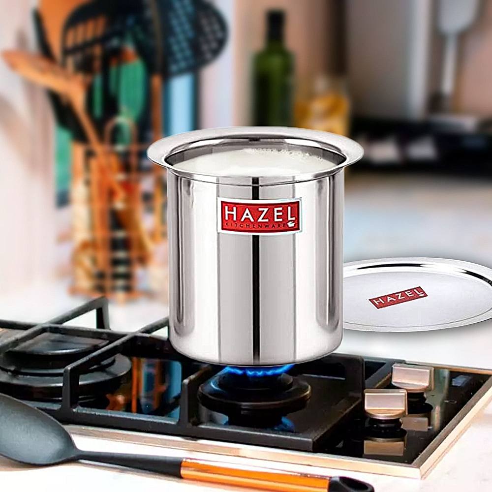 HAZEL Stainless Steel Milk Boiling Pot With Lid - 1500 ml - 1 U