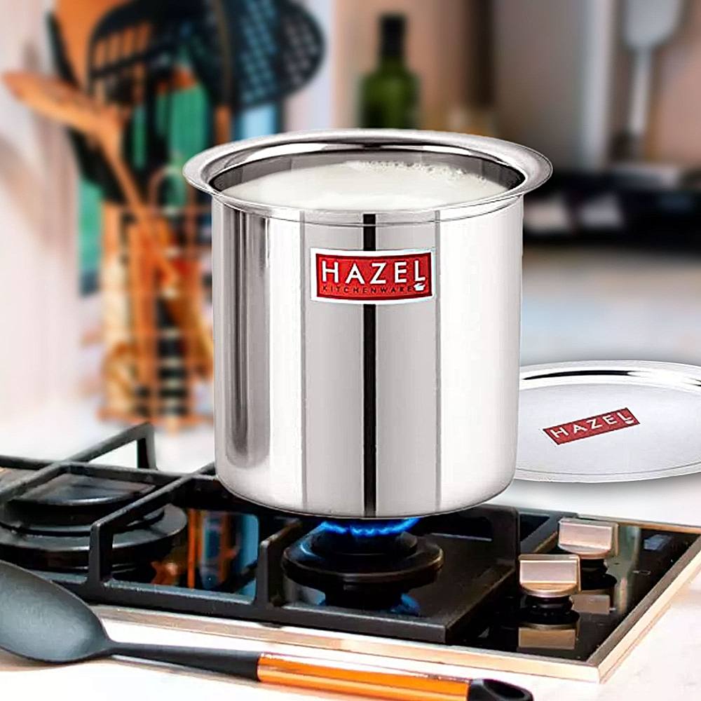 HAZEL Stainless Steel Milk Boiling Pot With Lid - 2200 ml - 1 U