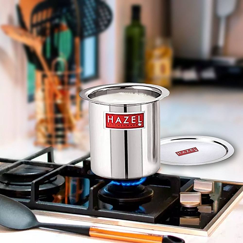 HAZEL Stainless Steel Milk Boiling Pot With Lid - 900 ml - 1 U