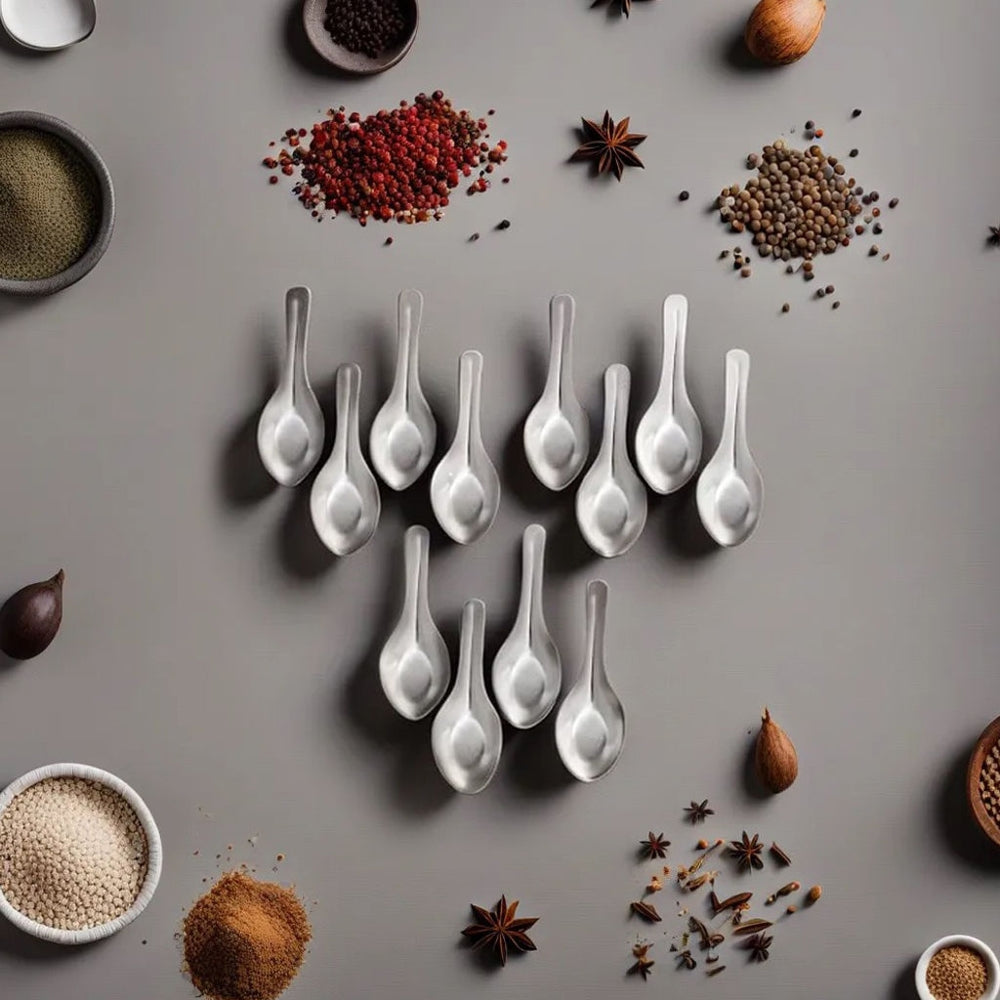 HAZEL Stainless Steel Mini Masala Spoon For Spices Box - Set Of 12 - 12 U