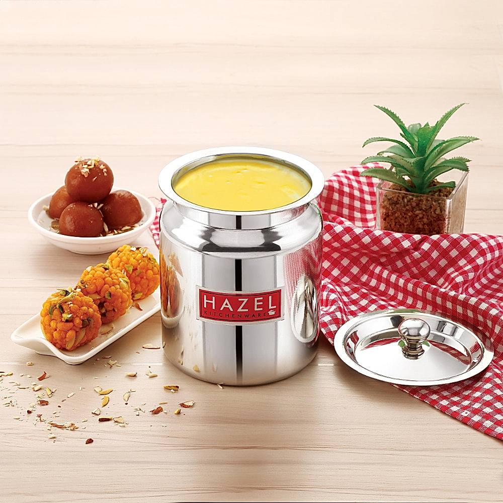 HAZEL Stainless Steel Oil Ghee Container - 400 ml - 1 U