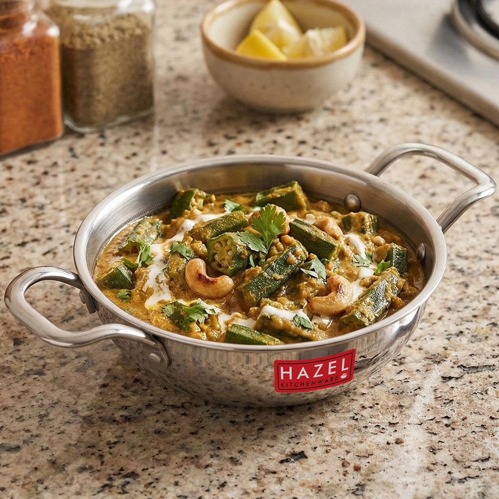 Hazel Triply Steel Honeycomb Non-Stick Kadhai - 22 Cm - 1 U