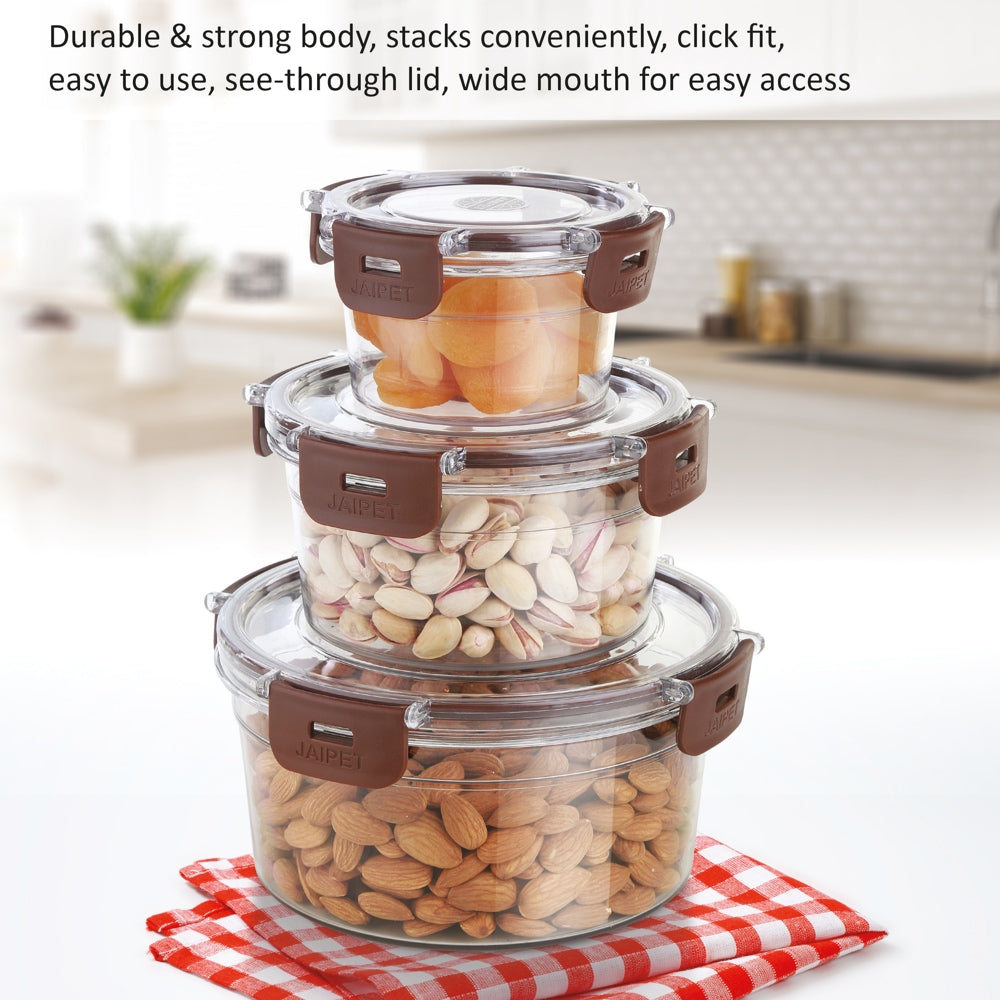 Jaipet Clip & Stack Storage Box (Brown) - Set of 3 - 1 U