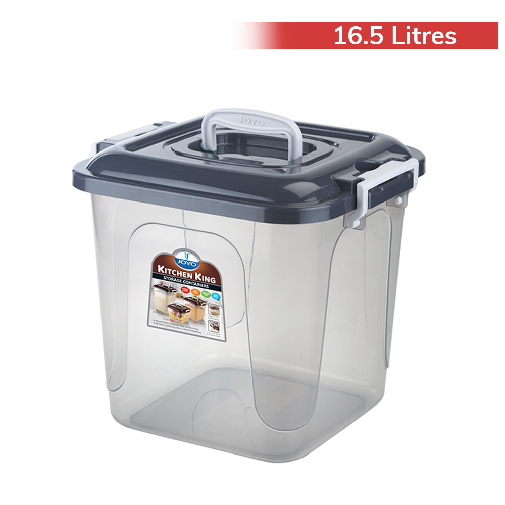 Joyo Plastic Kitchen King Storage Container (Grey) - 16.5 L - 1 U