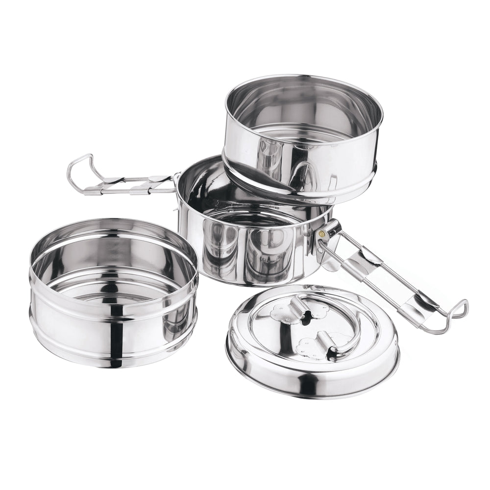 Kitchen Essentials Stainless Steel Clip Tiffin Box - Set of 3 - 3 U