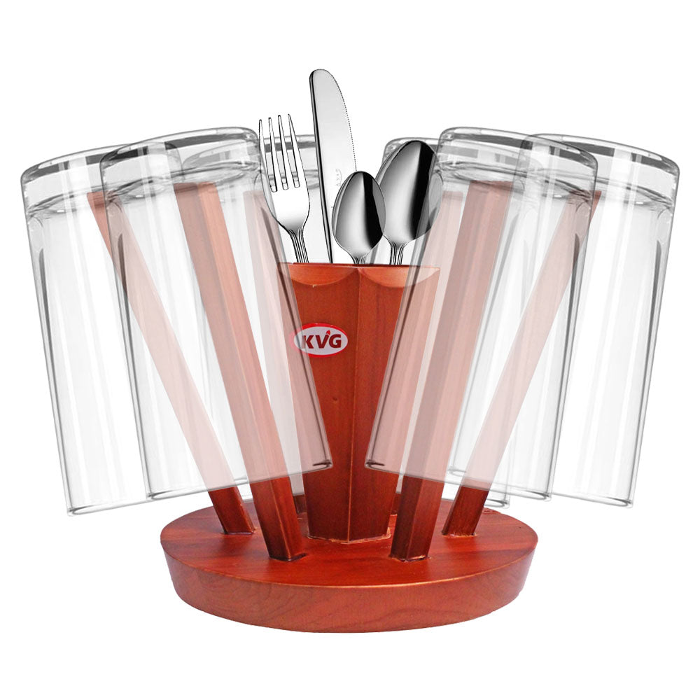 KVG Teak Wooden Glass and Spoon Stand - 1 U