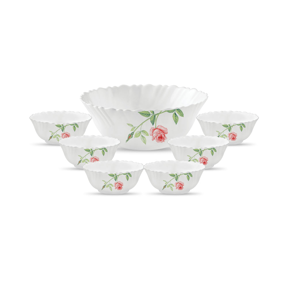 La Opala Novo Rose Garden Pudding Bowls (White) - Set Of 7 - 1 Unit