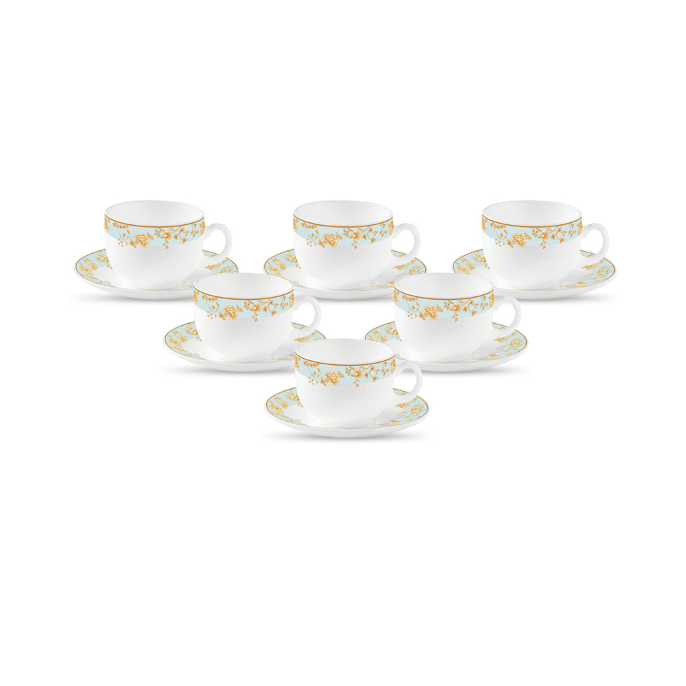 La Opala Sovrana Medusa Gold Cup & Saucer (160 ml) - Set Of 12 - 1 Unit