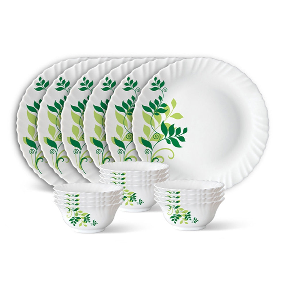 Larah By Borosil Dinner Set (Thali Set) Fern - 18 Pieces - 1 U
