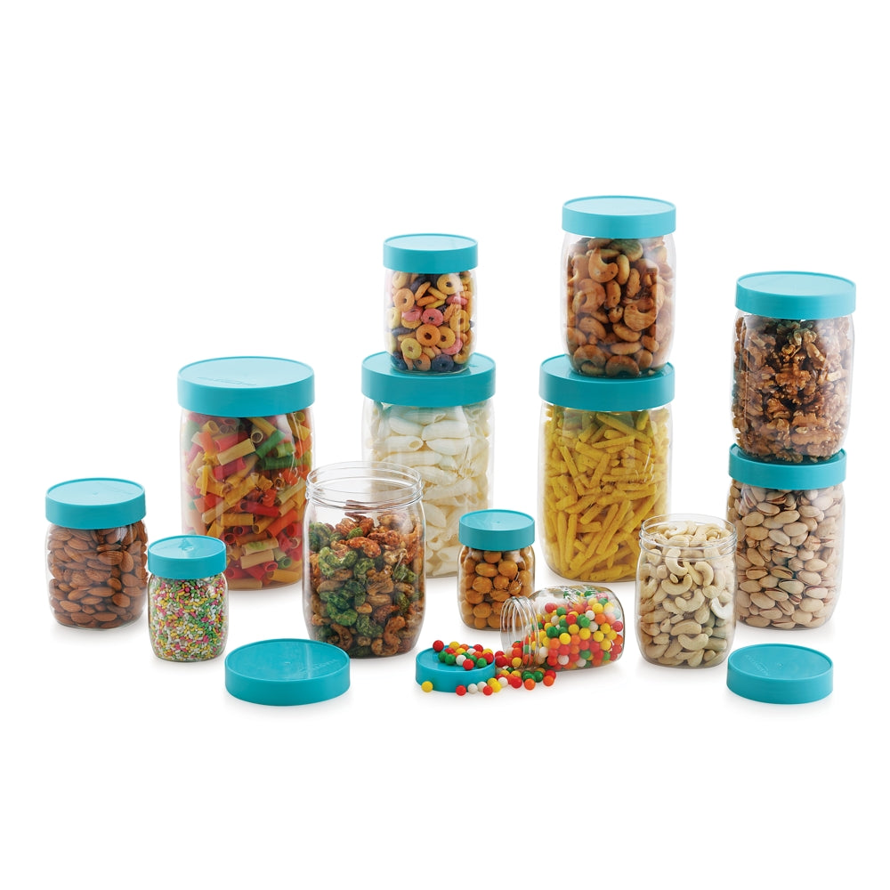 Mastercook Mason Multipurpose Storage Jar - Blue (12 Pieces) - 1 U