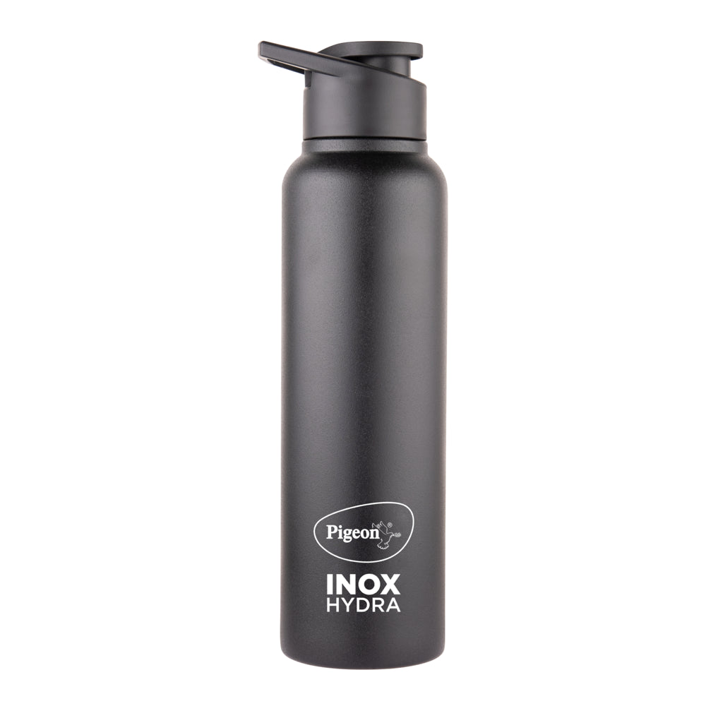 Pigeon Inox Hydra Duo Cap Stainless Steel Bottle (Black) - 900 ml - 1 Unit