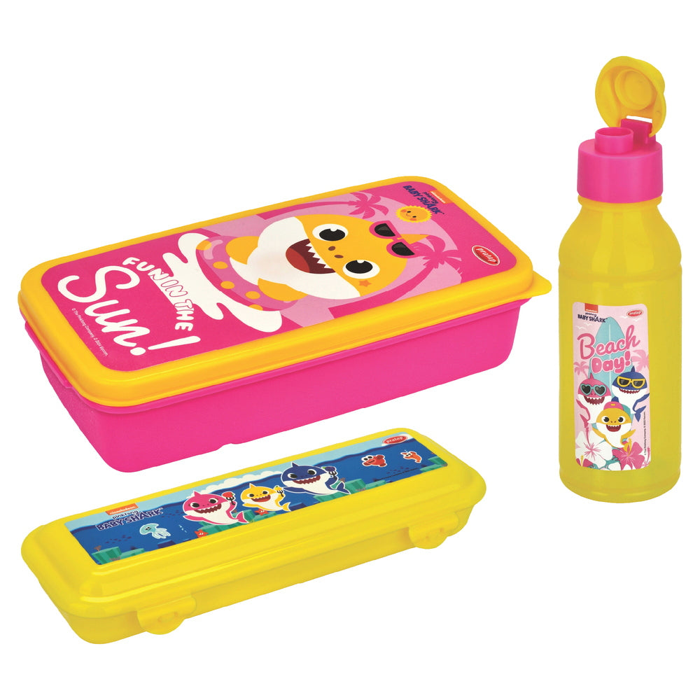 Pratap Baby Shark School Gift Set (Pink & Yellow) - Set Of 3 - 1 U