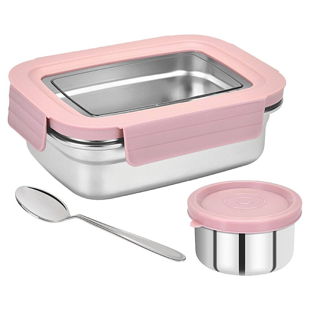 Pratap Stainless Steel Lunch Box (Pink) - 1 U