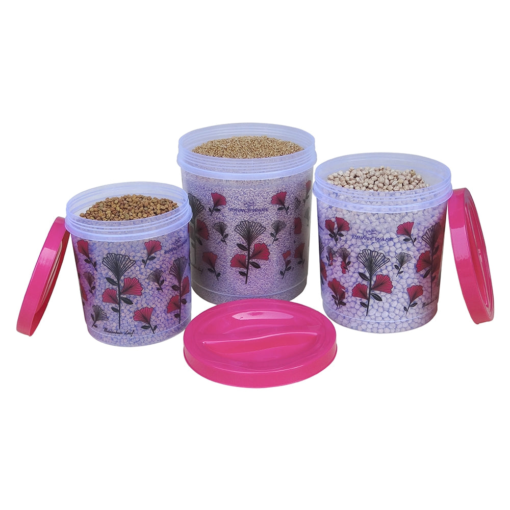 Princeware Twister Plastic Storage Container (Pink) - Set of 3 - 3 U