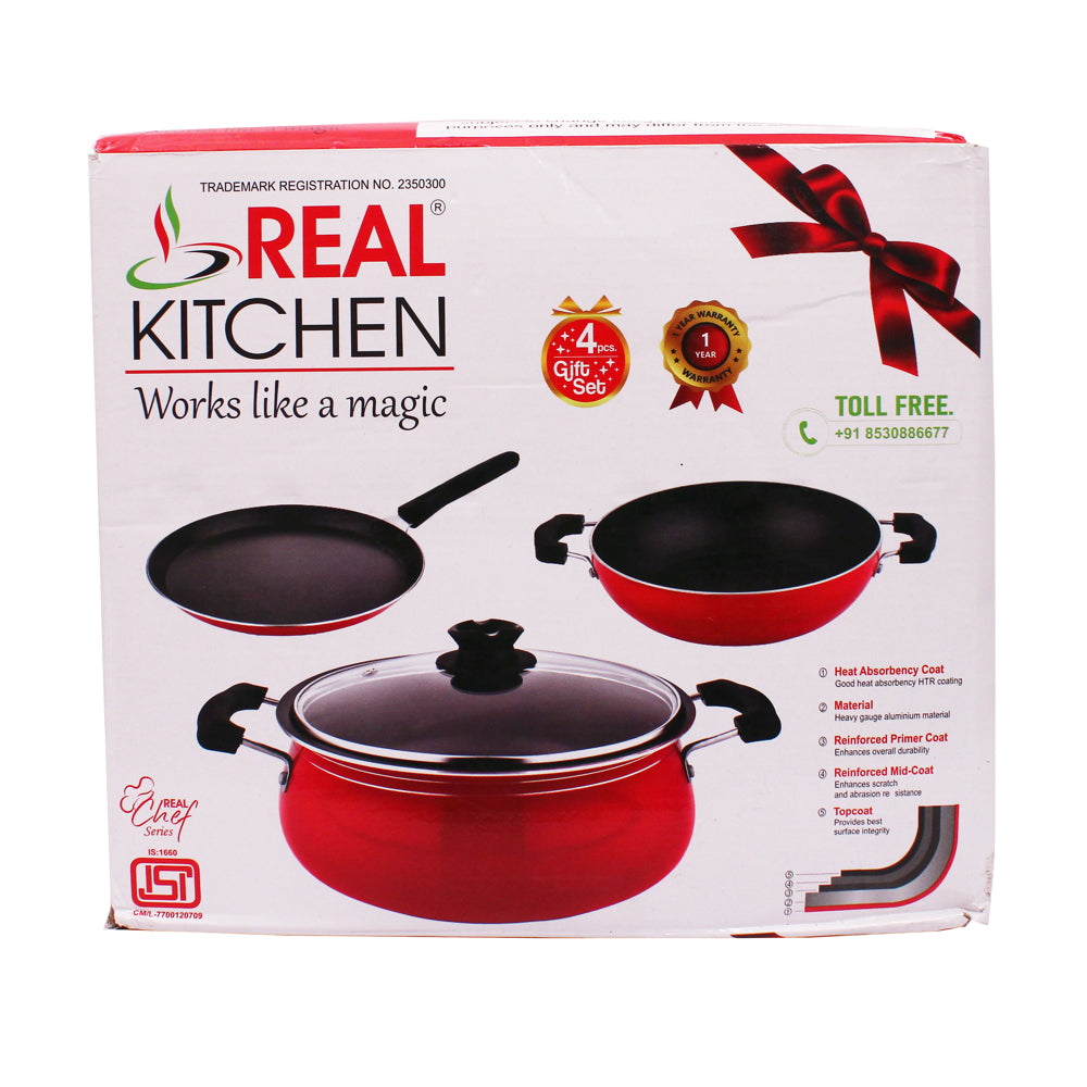 Real Kitchen Non Stick Cookware Set - 4 Pieces - 4 U
