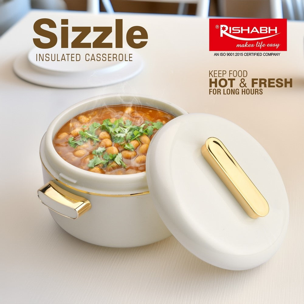 Rishabh Sizzle Insulated Casserole - Pearl White - 1.9 L