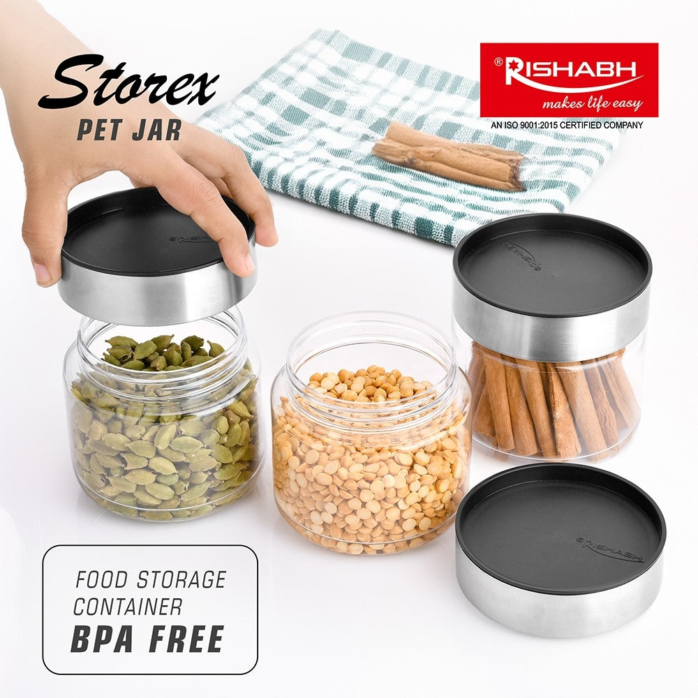 Rishabh Storex 500 Storage Container Set With Steel Lid (400 ml) - Set Of 3 - 1 U