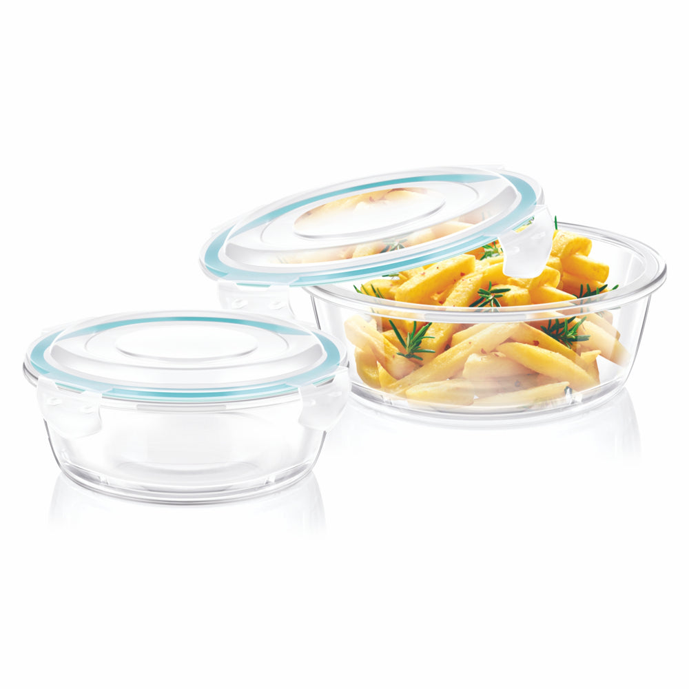 Signoraware Aptitude Lock & Store Round Glass Container Set - 2 Pieces - 1 U
