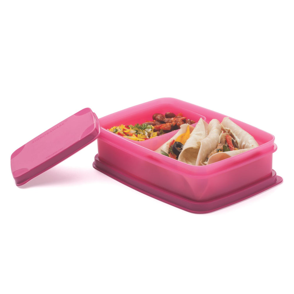 SignoraWare Plastic Small Compact Lunch Box (Pink) - 2 Containers - 2 U
