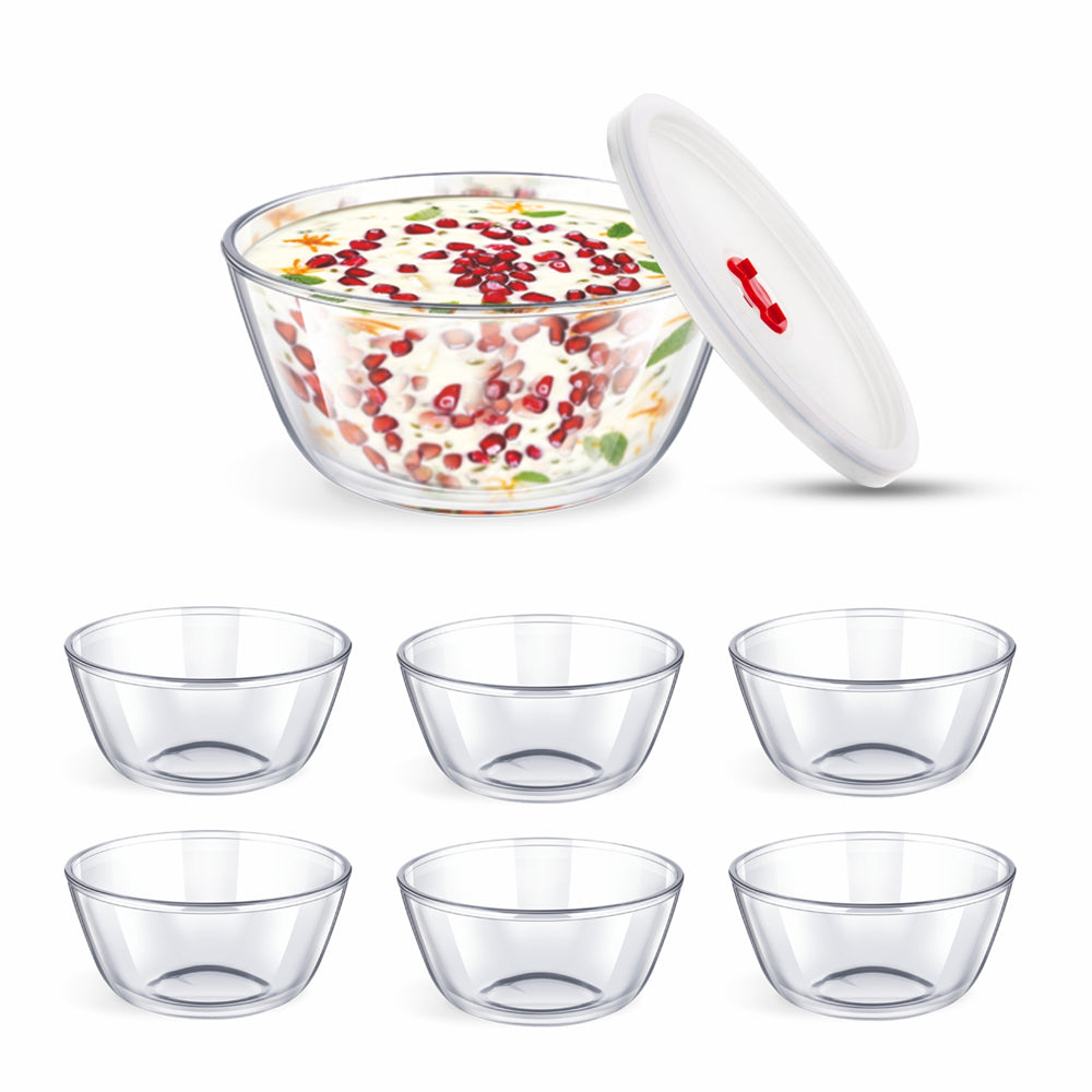 Signoraware Sugarcream Pudding Set (Mixing Bowl With Lid + 6 Bowls) - 1 U