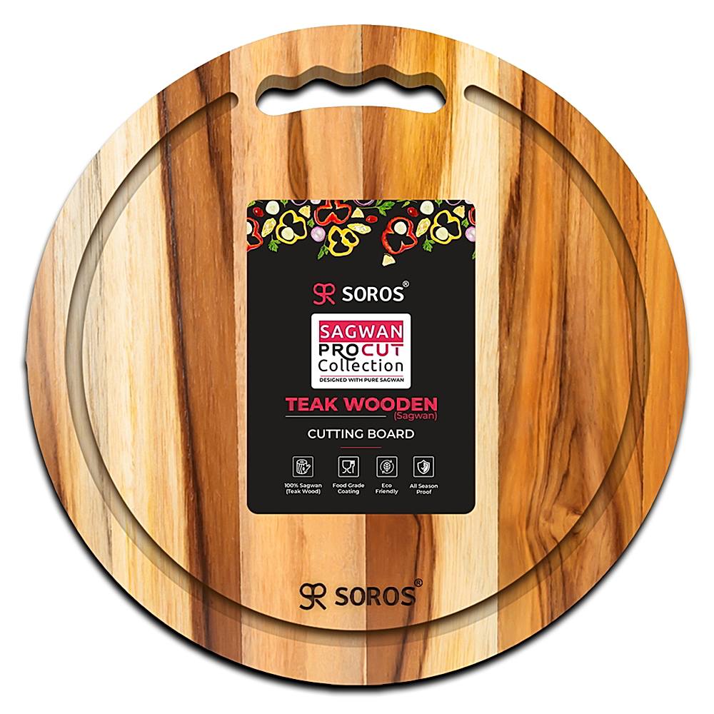 Soros Teak Wooden Round Chopping Board (28 X 28 cm) - 1 Unit