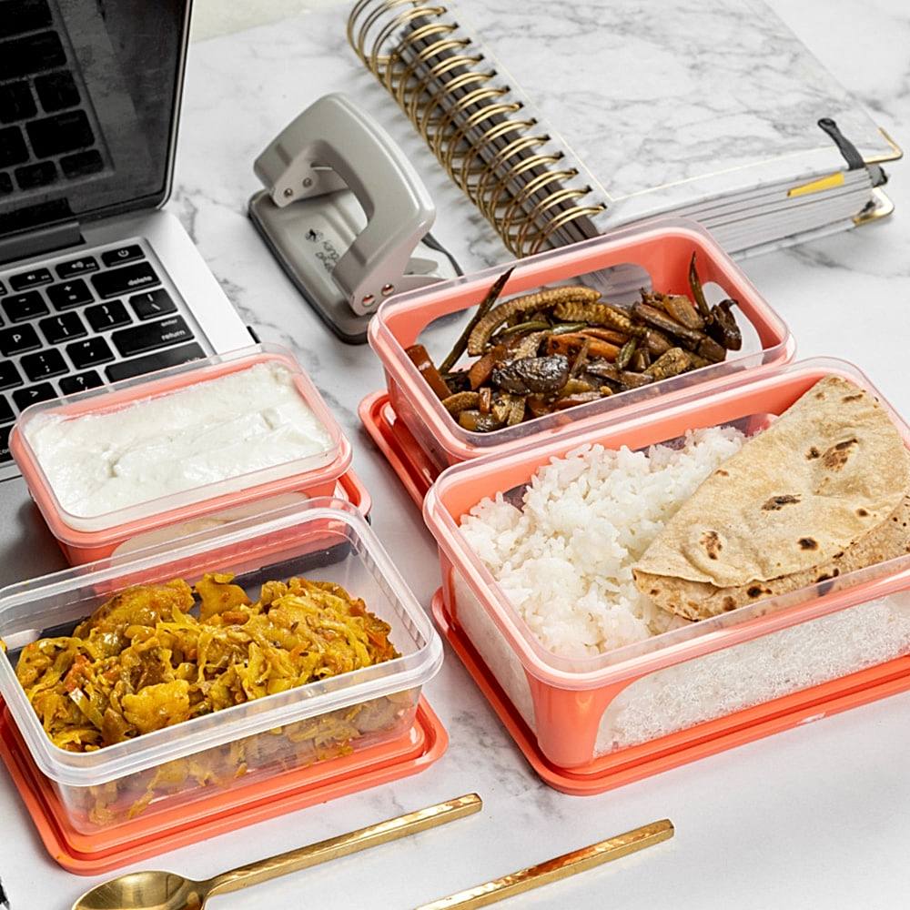 Unica 2K Rectangular Storage Container (Coral) - Set of 4 - 1 U