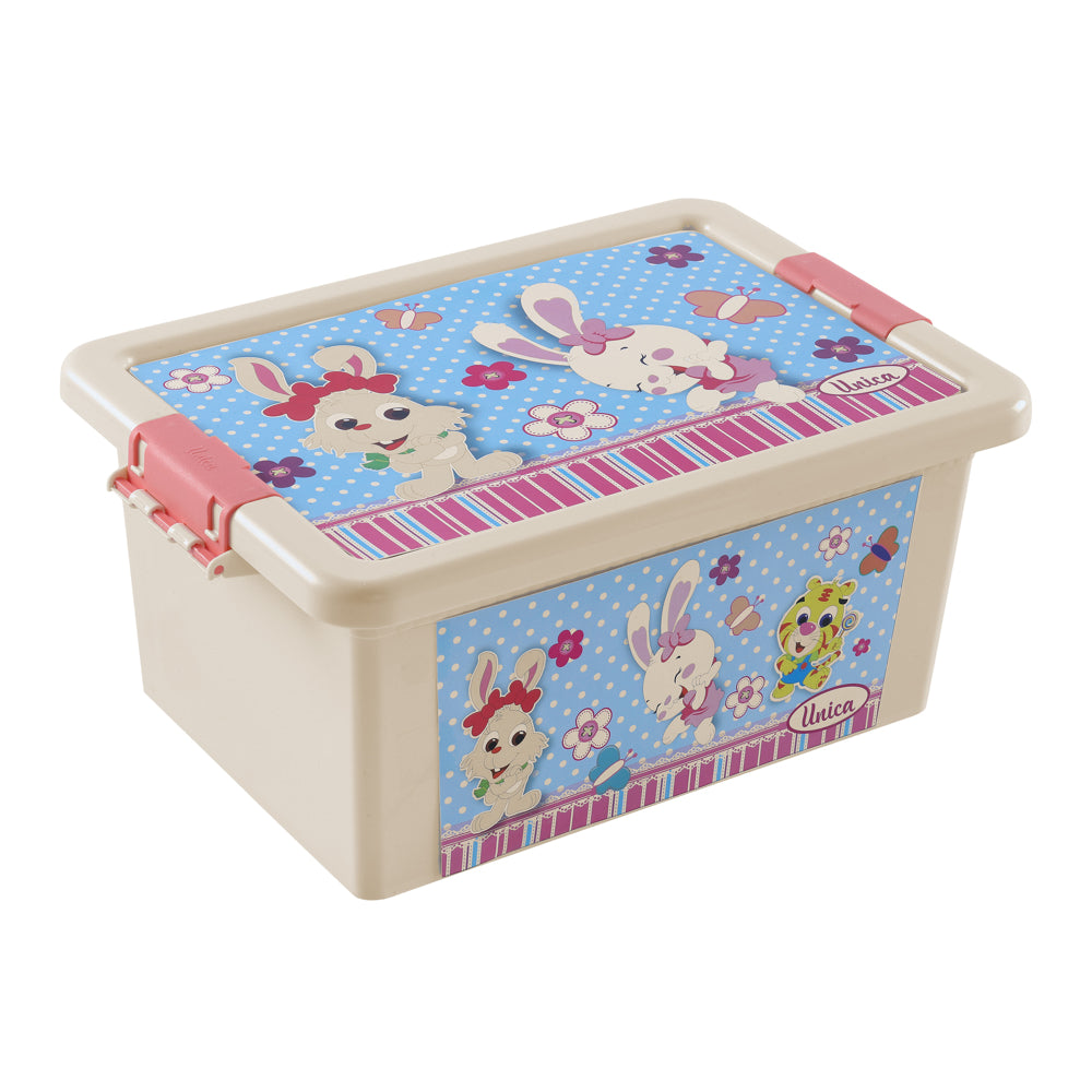 Unica Bunny Print Storage Box (Ivory & Coral) - 7.2 L - 1 U