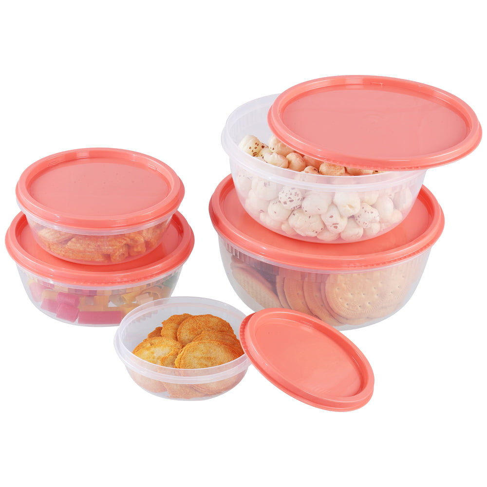 Unica Tenaz Round Bowl Container (Coral) - Set of 5 - 1 U