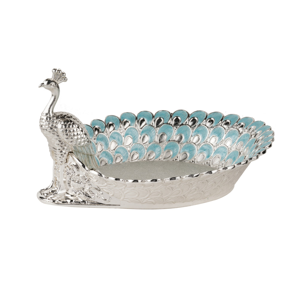 Whitegold Jewel Peacock Serving Tray WGS 099 - Blue Enamel - 1 Unit