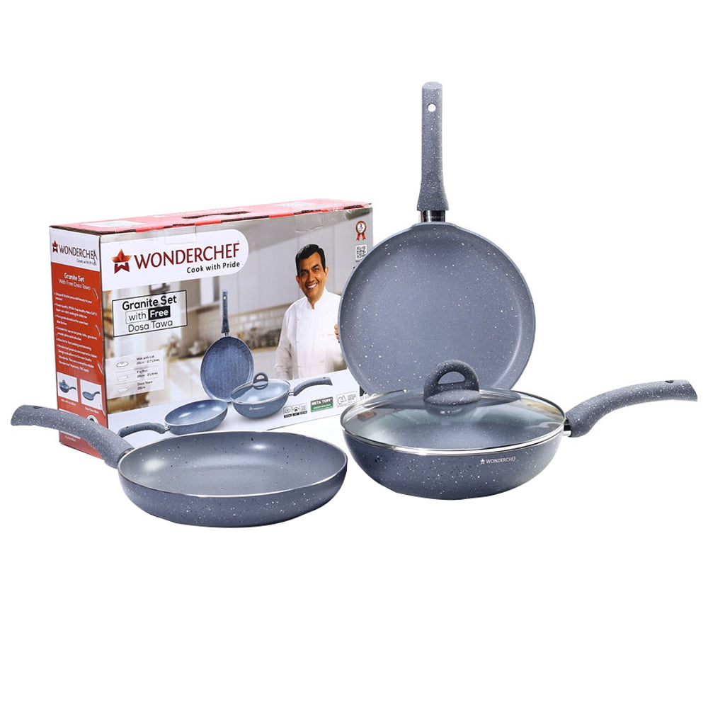 Wonderchef Granite Non-Stick Cookware Set - 4 Pieces - 4 U
