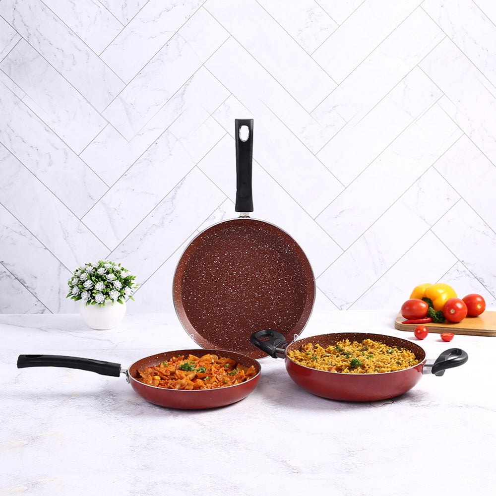 Wonderchef Tivoli Cookware Set (Red) - Set Of 3 - 3 U