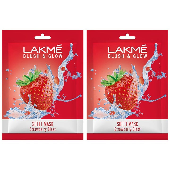 Lakme Set Of 2 Blush & Glow Strawberry Sheet Mask - 25ml Each