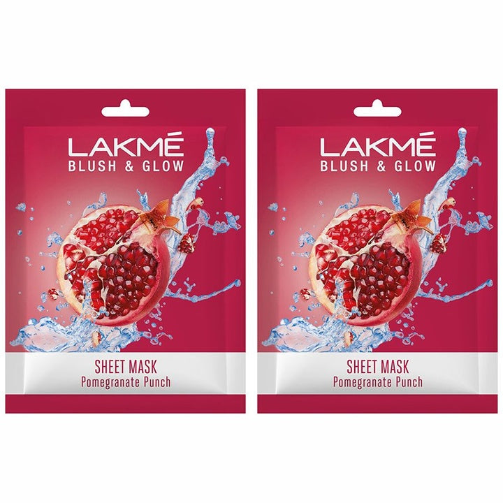 Lakme Set Of 2 Blush & Glow Pomegranate Punch Sheet Mask - 25ml