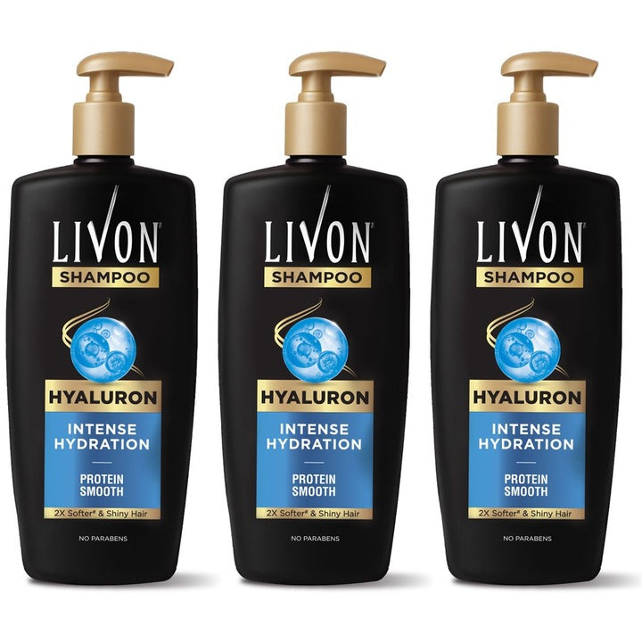 Livon Set of 3 Hyaluron Shampoo Hydrates Dry & Dull Hair - 650ml Each