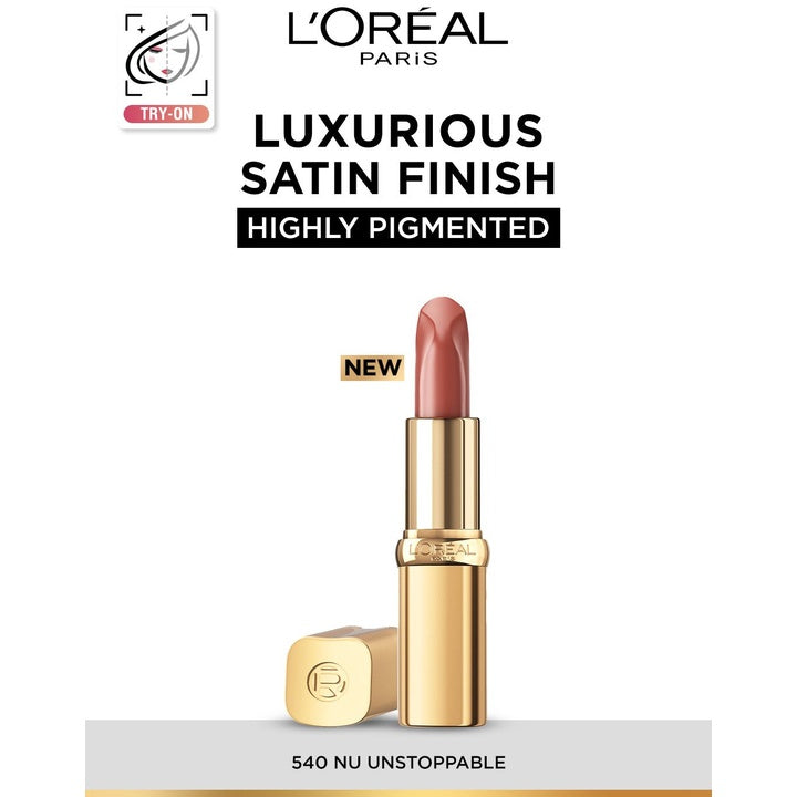 LOreal Paris Color Riche Smudge-Proof Satin Lipstick - Nu Unstoppable 540