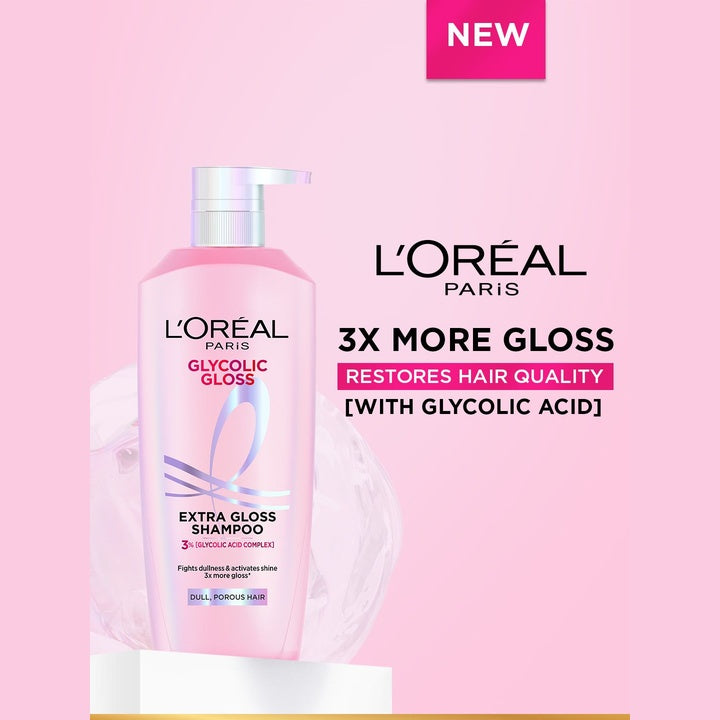 LOreal Paris Glycolic Gloss Shampoo with Glycolic Acid for Dull & Porous Hair - 1 L