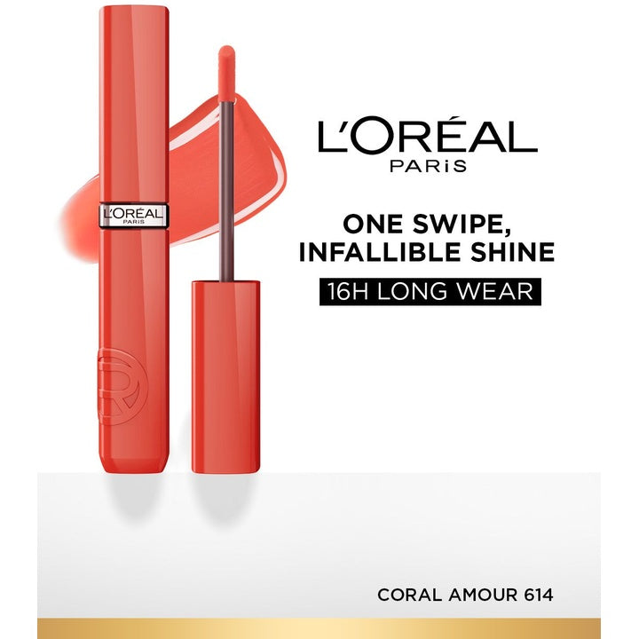 LOreal Paris Infallible Laque Resistance Longwear Liquid Lipstick 4 ml - Coral Amour 614