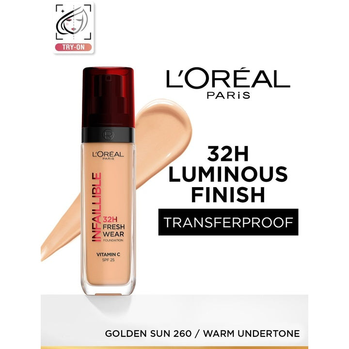 LOreal Paris Infallible 32H Fresh Wear Foundation 30 ml - Golden Sun 260