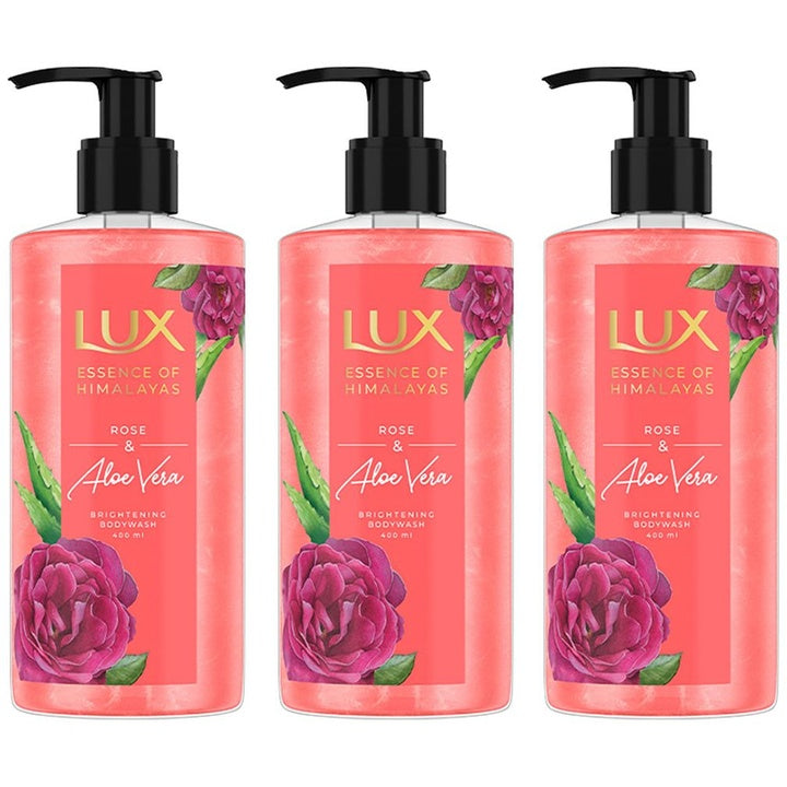 LUX Essence of Himalayas Set of 3 Rose & Aloe Vera Brightening Body Wash - 400 ml each