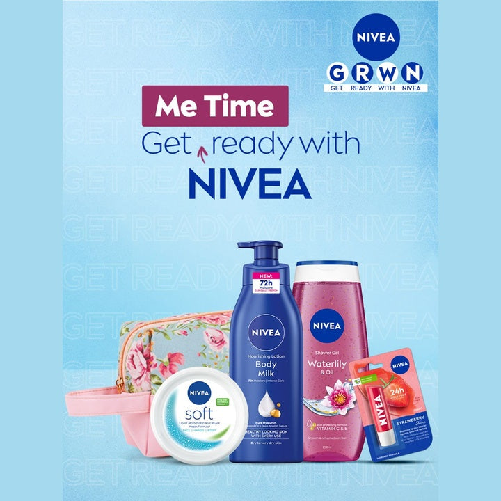 Nivea Bath & Body Set - Body Lotion + Shower Gel + Light Moisturiser + Lip Balm