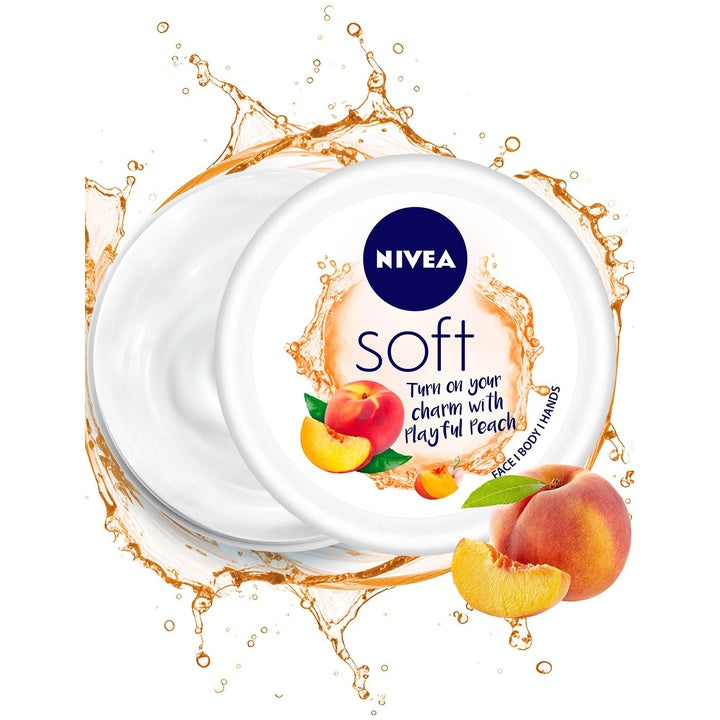 Nivea Soft Light Moisturizer Cream - Playful Peach - For Face Hands & Body - 100 ml