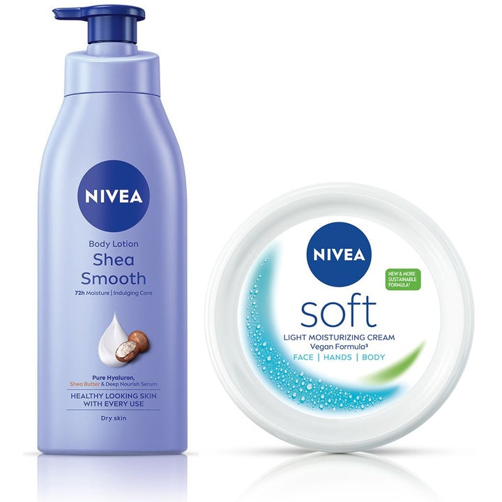 Nivea Set of Soft Light Moisturiser 300ml & Smooth Milk Body Lotion 400 ml