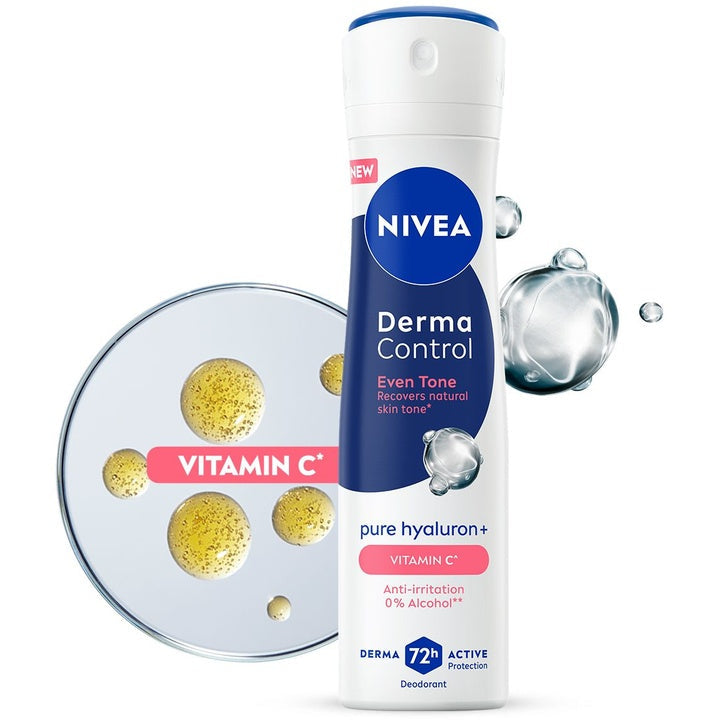 Nivea Women Derma Control Eventone 0% Alcohol Underarm Deo Spray with Pure Hyaluron -150ml